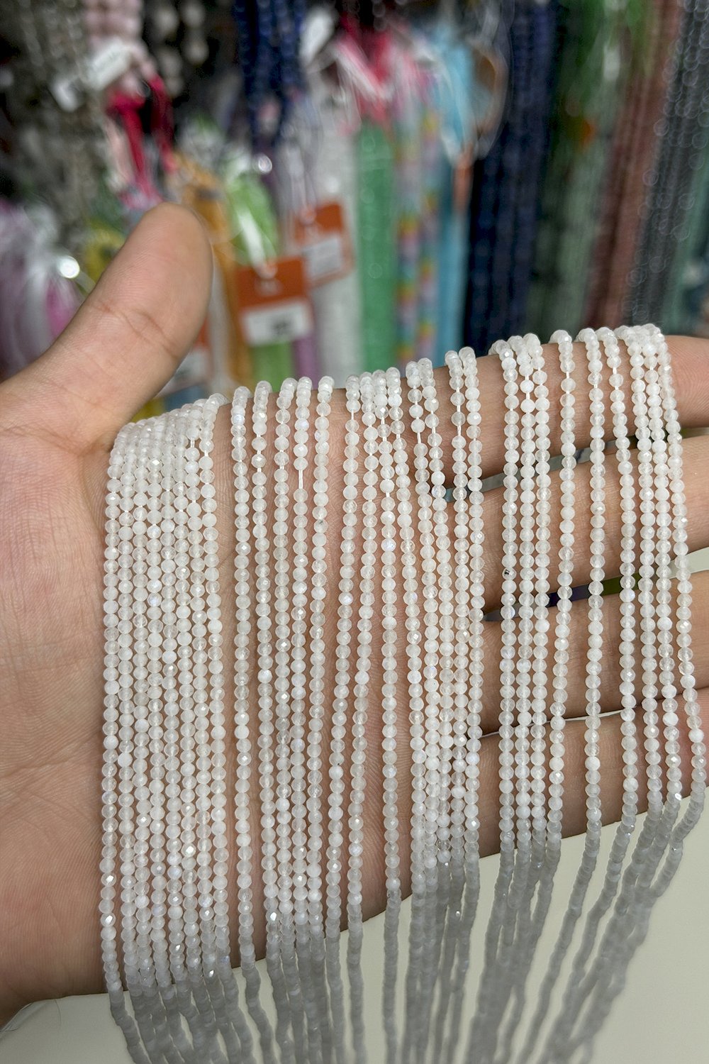 Moonstone Faceted Round 2mm Bead Strand