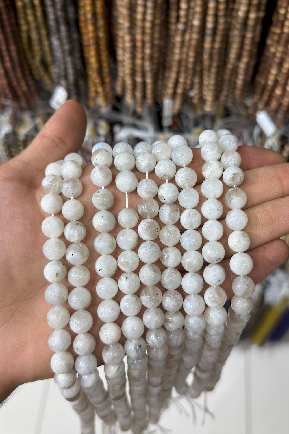 Ay Taşı Küre Kesim Parlak Beyaz 10mm Doğal Taş Dizi