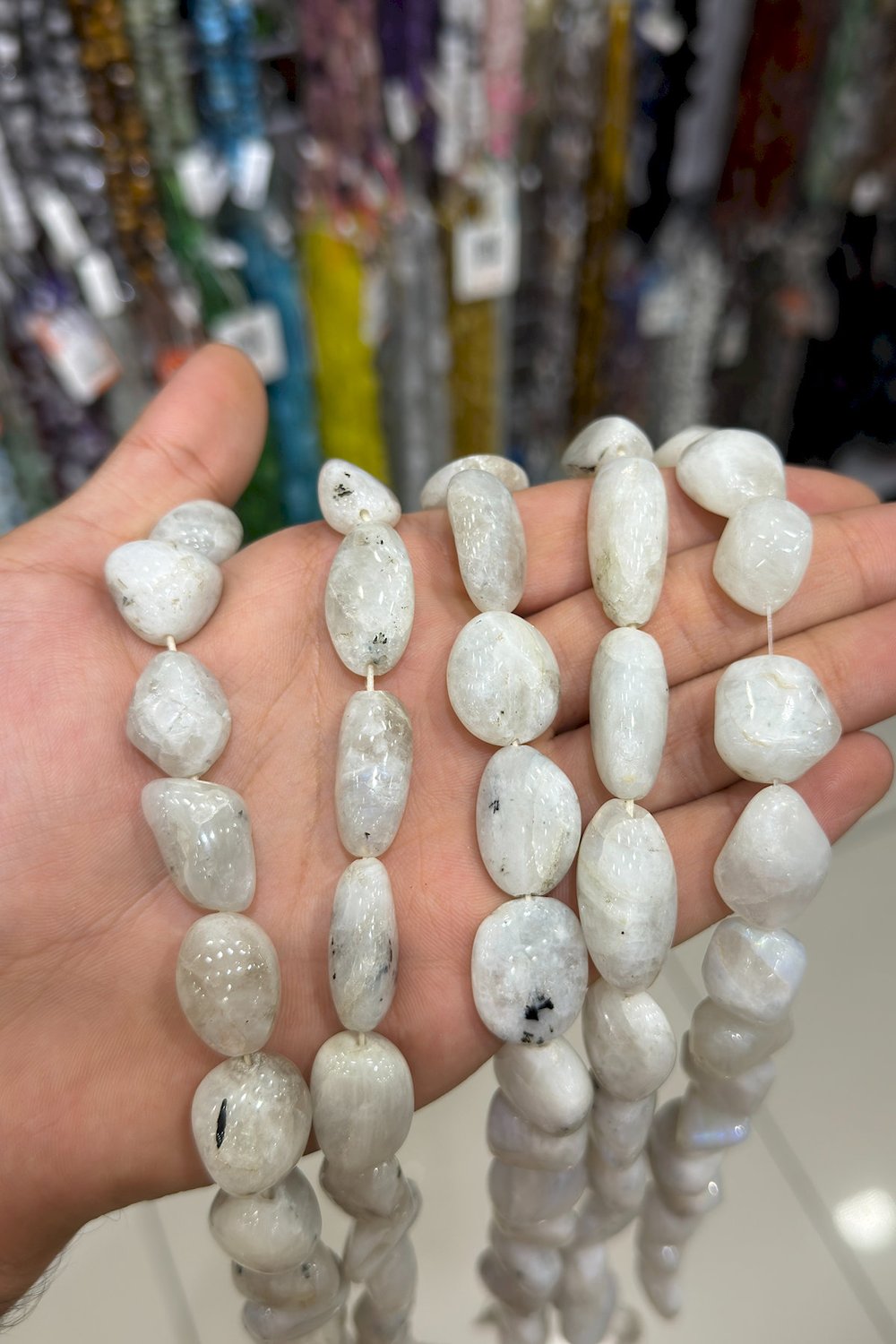 Ay Taşı Tımbıl Kesim 14x20mm Doğal Taş Dizi [AA]