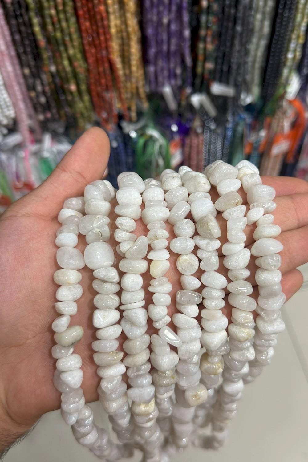 Beyaz Kuvars Kırık Taş İri Boy Parlak Beyaz 8x12mm Doğal Taş Dizi