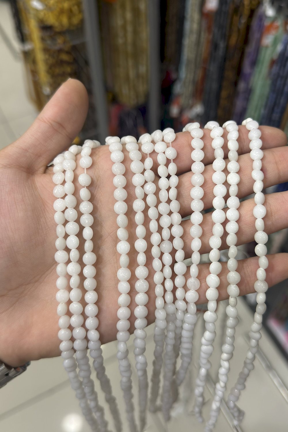 Beyaz Kuvars Taşı Daire Kesim Parlak Beyaz 6mm Doğal Taş Dizi [AB+]