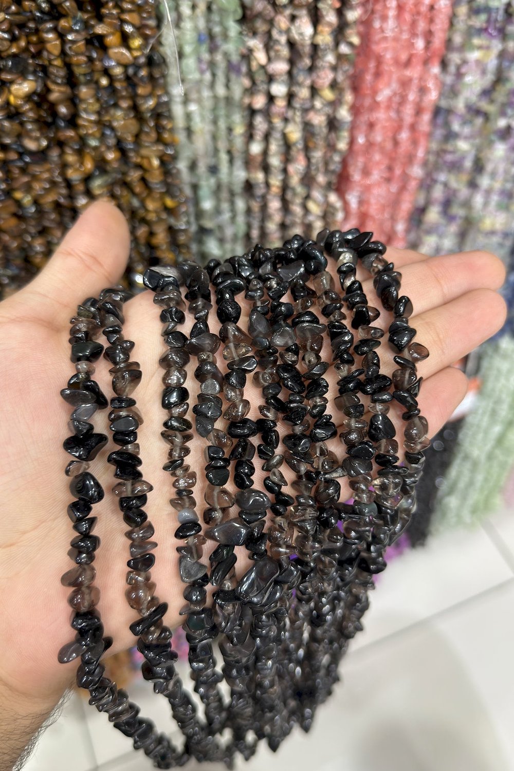 Buzlu Obsidyen Kırık Taş Orta Boy Parlak 5x8mm Doğal Taş Dizi