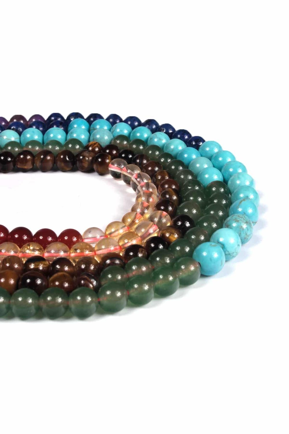 Chakra Natural Stone Shiny Mix Globe Cut 6mm String Of Beads