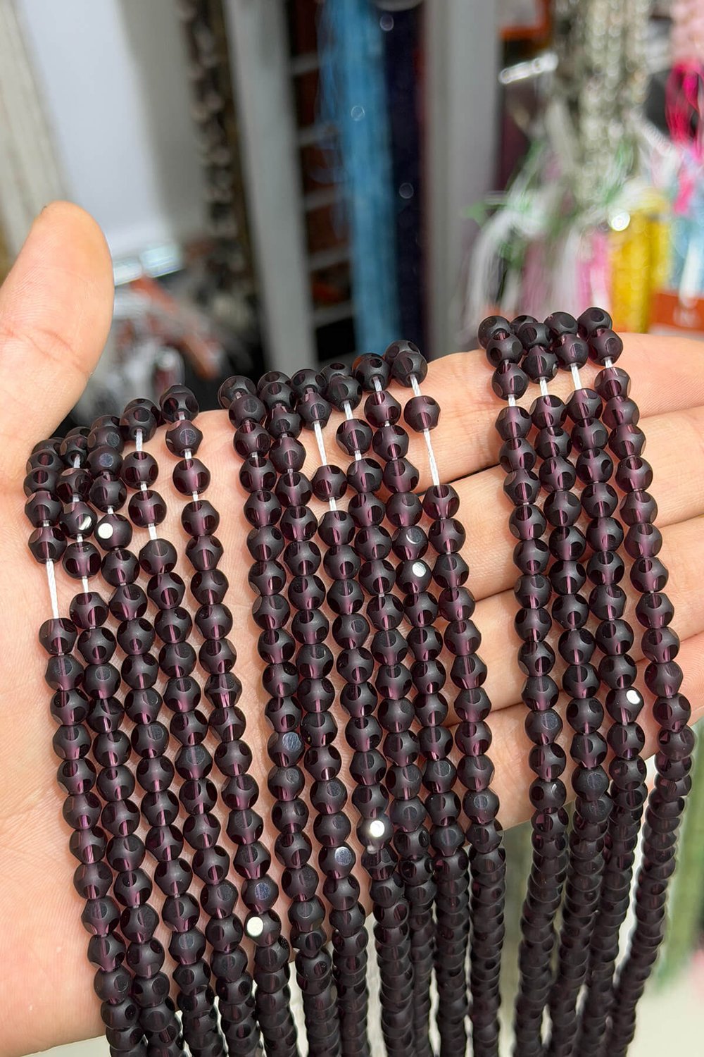 Cam Avize Kesim Parlak Mor 6mm Dizi
