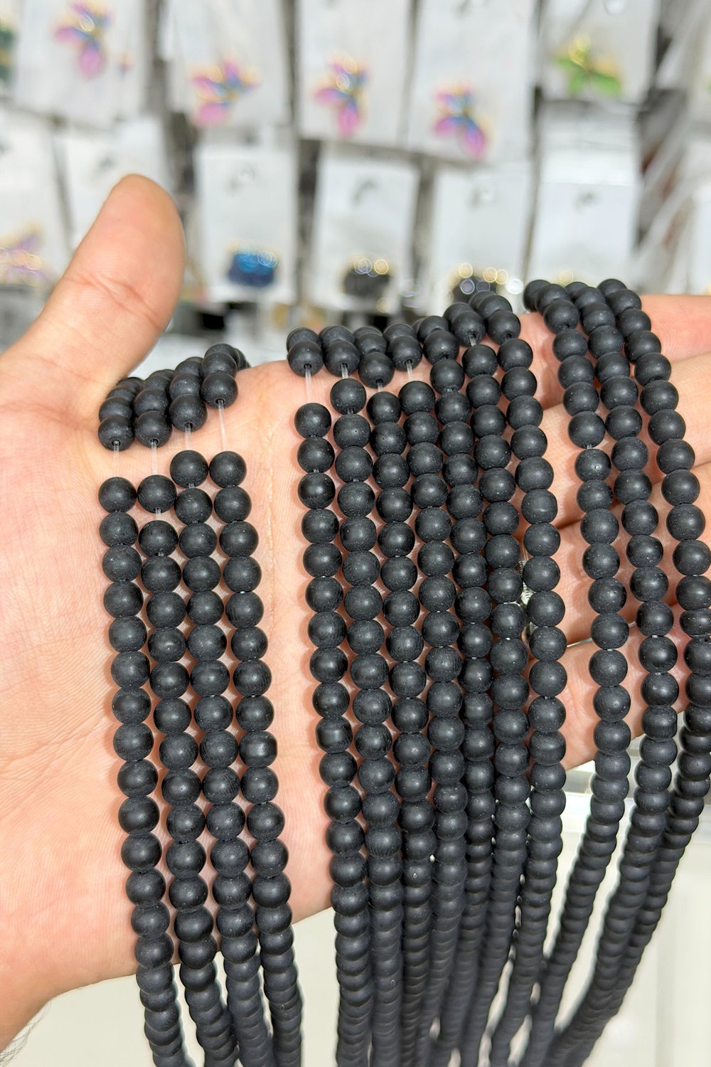 Cam Oniks Taşı Küre Kesim Mat 6mm Dizi [C+]