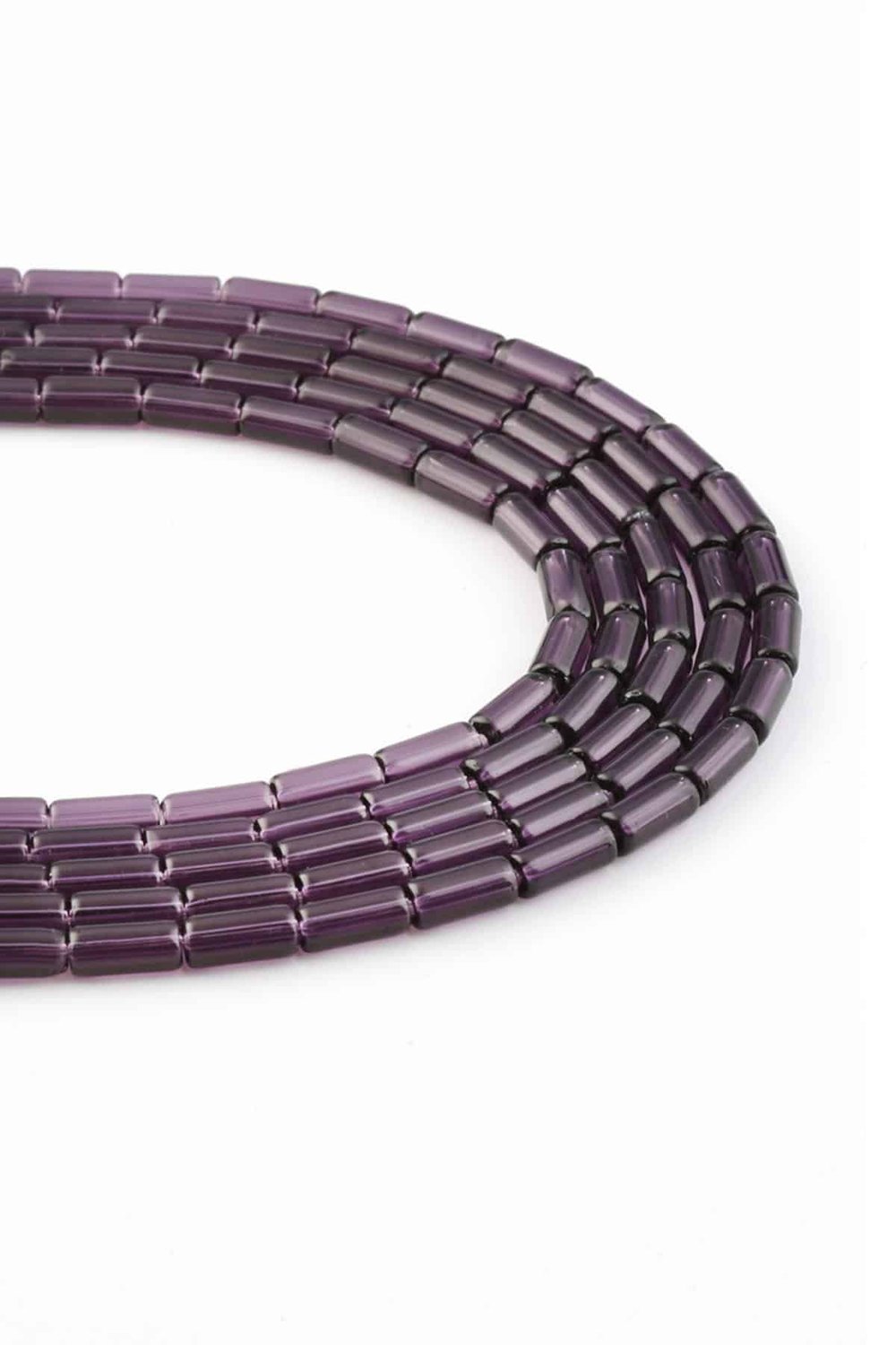 Glass Shiny Purple Cylinder Cut 5x10mm String Of Beads