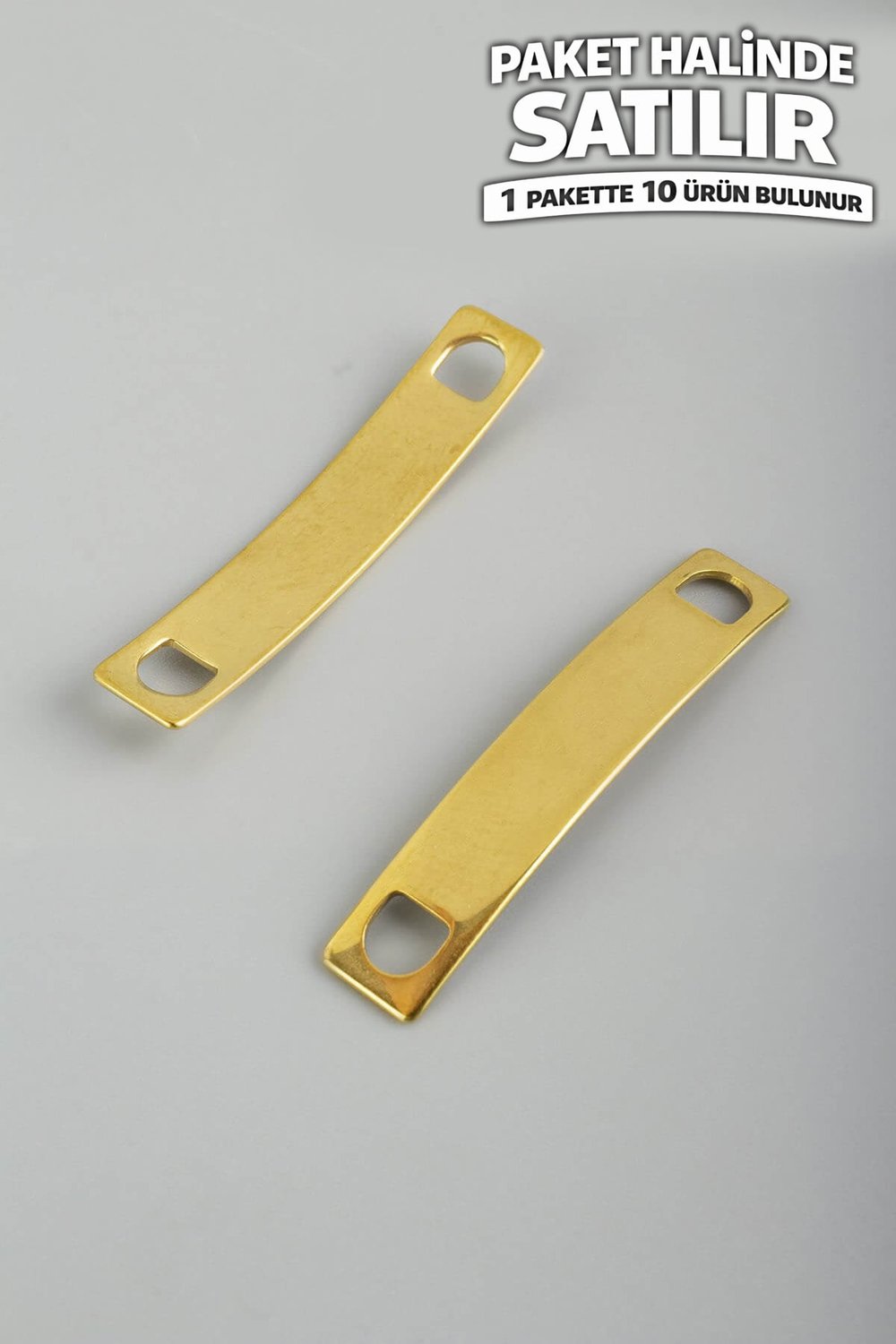 Çelik Aparat Altın Dikdörtgen Plaka Kesim 6x28mm 10 Adet
