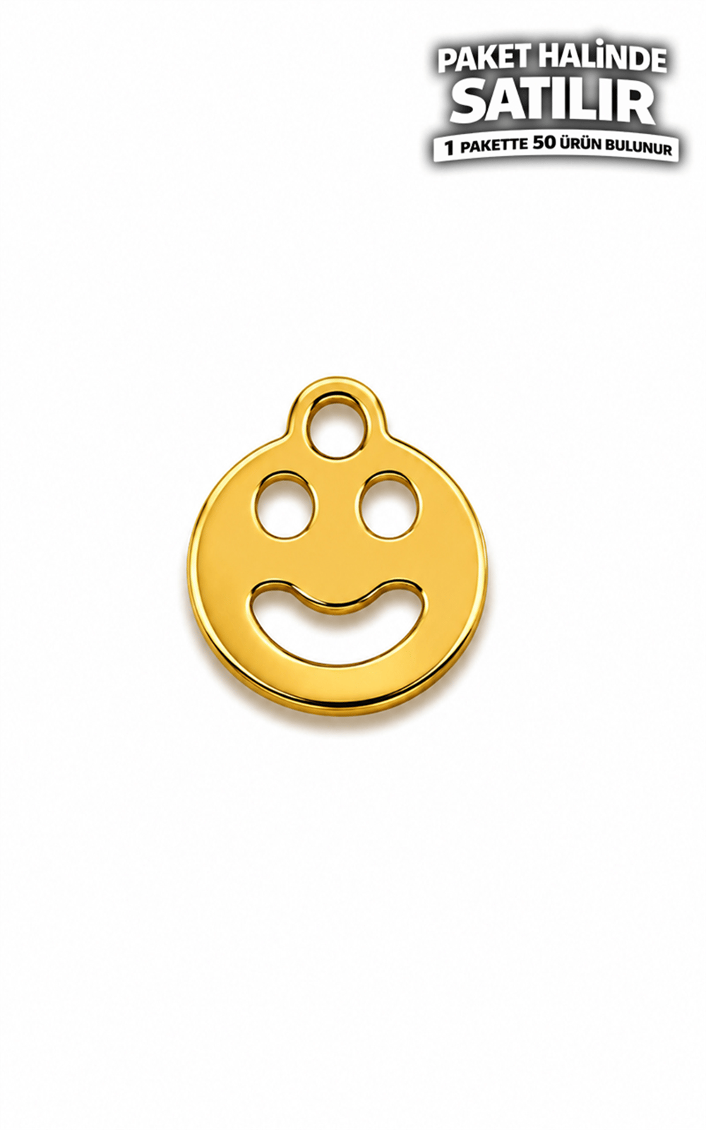 Çelik Aparat Altın Gülen Surat Emoji Figürü 50 Adet