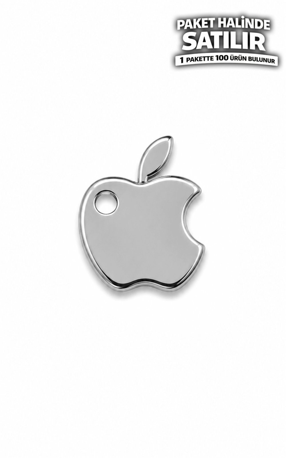 Çelik Aparat Gümüş Isırılmış Elma (İphone) Figürü 100 Adet
