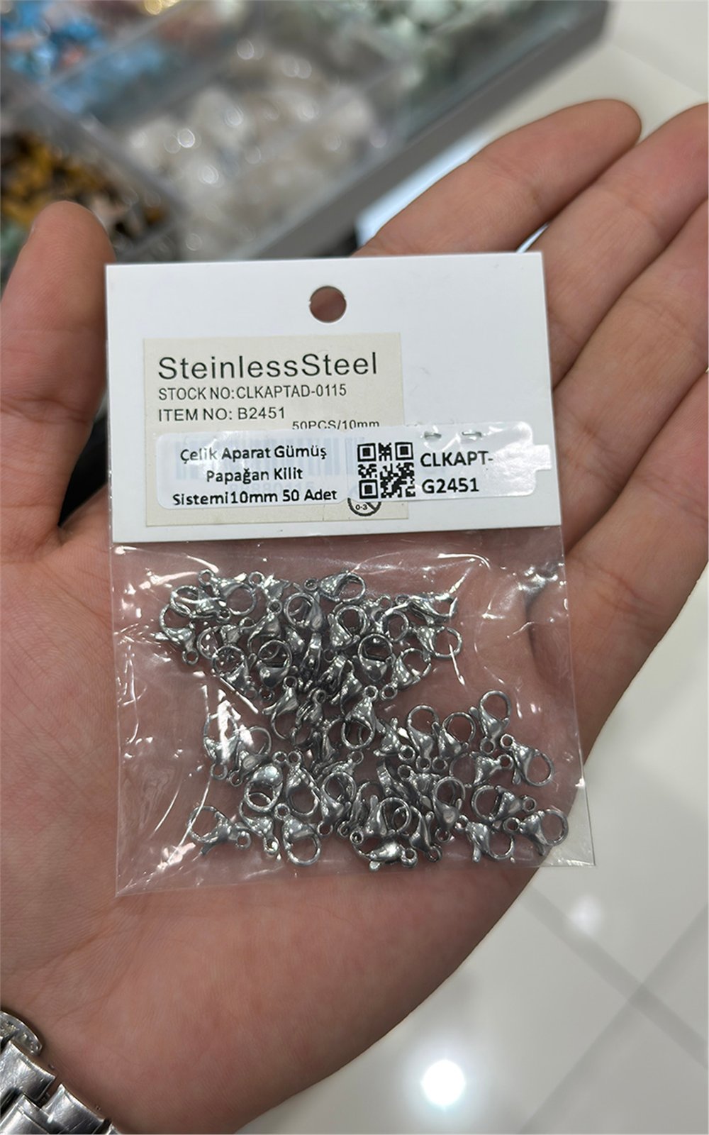 Çelik Aparat Gümüş Papağan Kilit Sistemi10mm 50 Adet