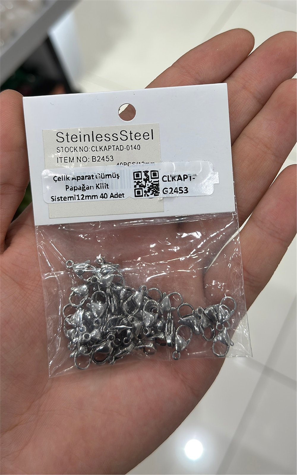 Çelik Aparat Gümüş Papağan Kilit Sistemi12mm 40 Adet