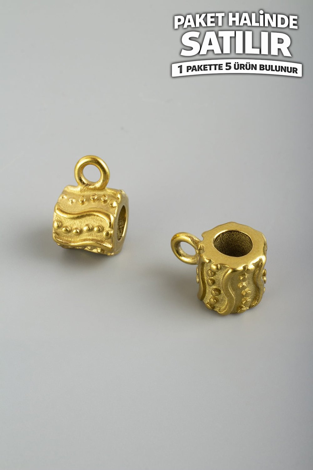 Çelik Aparat Kulplu Altın 10x10mm 5 PCS