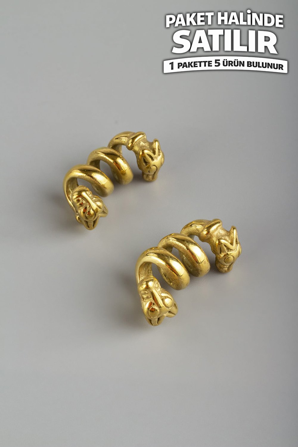 Çelik Ara Aparat Altın Yılan Figürlü Kesim 21x10mm 5 PCS