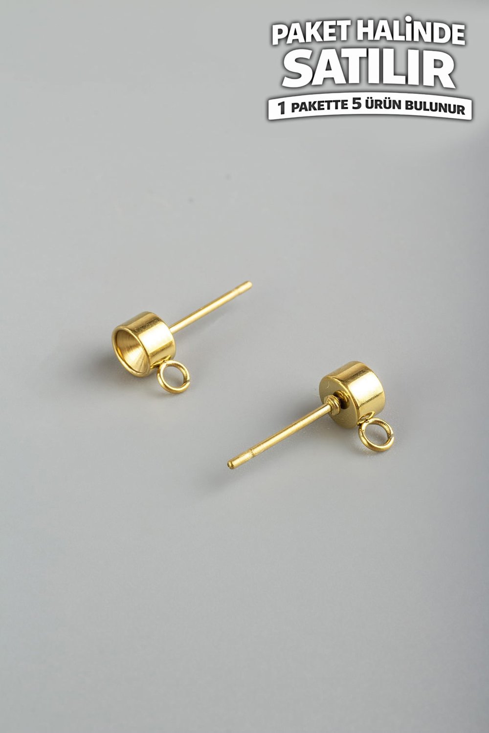 Çelik Yuvalı Pimli Küpe Aparat Altın 5x14mm 30 PCS