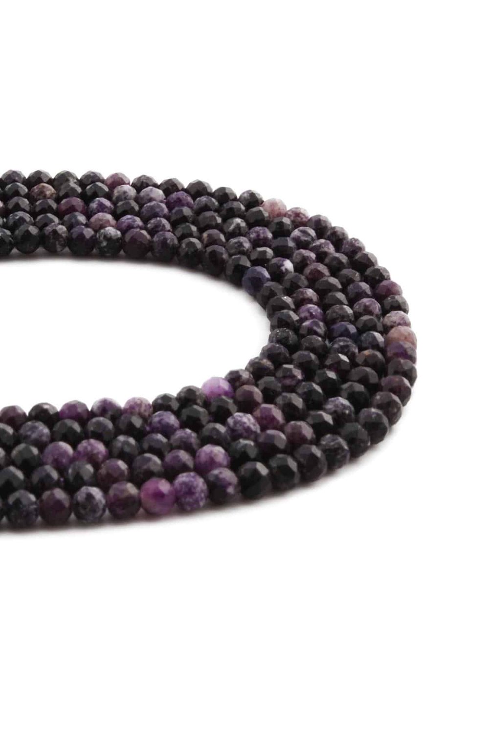 Charoite Natural Stone Shiny Globe Crystal Cut 3mm String Of Beads