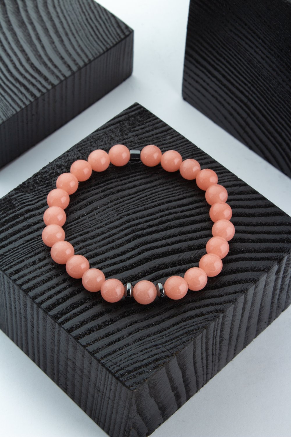 Fosforlu Sıkma Doğal Taş Pembe Küre Kesim 8mm Bileklik