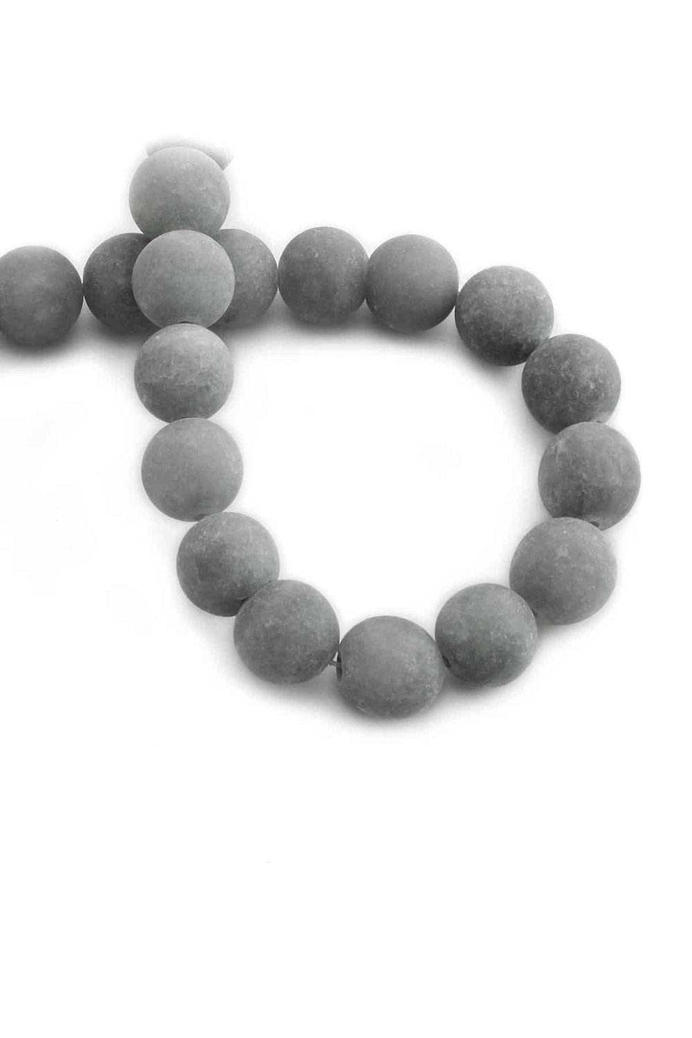 Ceyt Squeezing Natural Stone Matte Grey Globe Cut 10mm String Of Beads