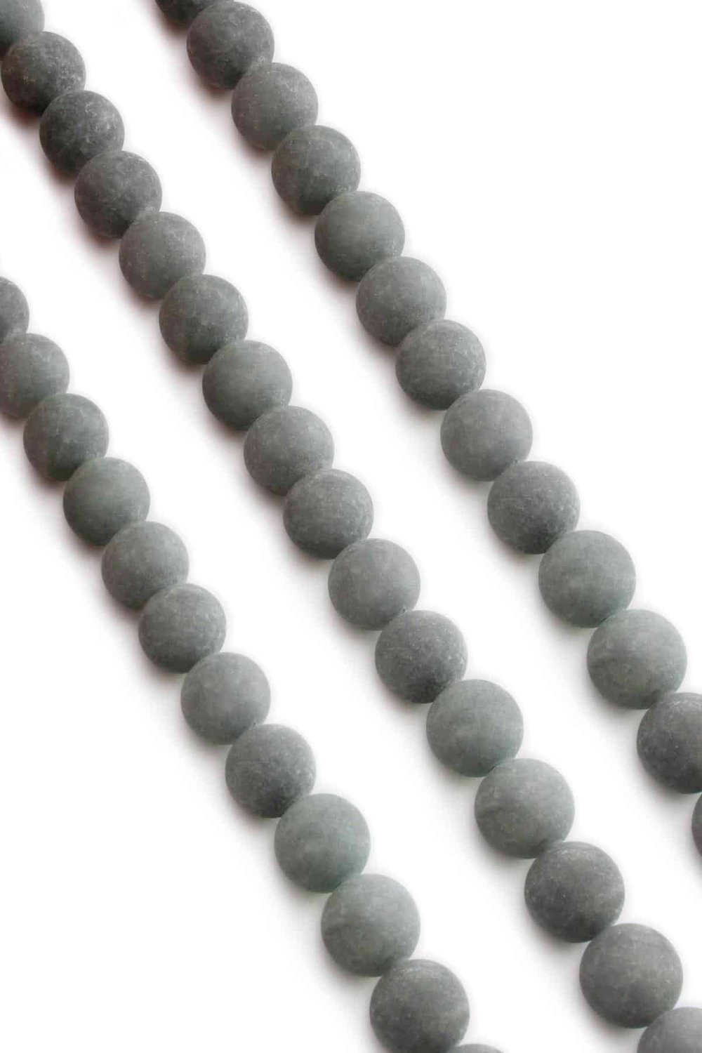 Ceyt Squeezing Natural Stone Matte Grey Globe Cut 10mm String Of Beads