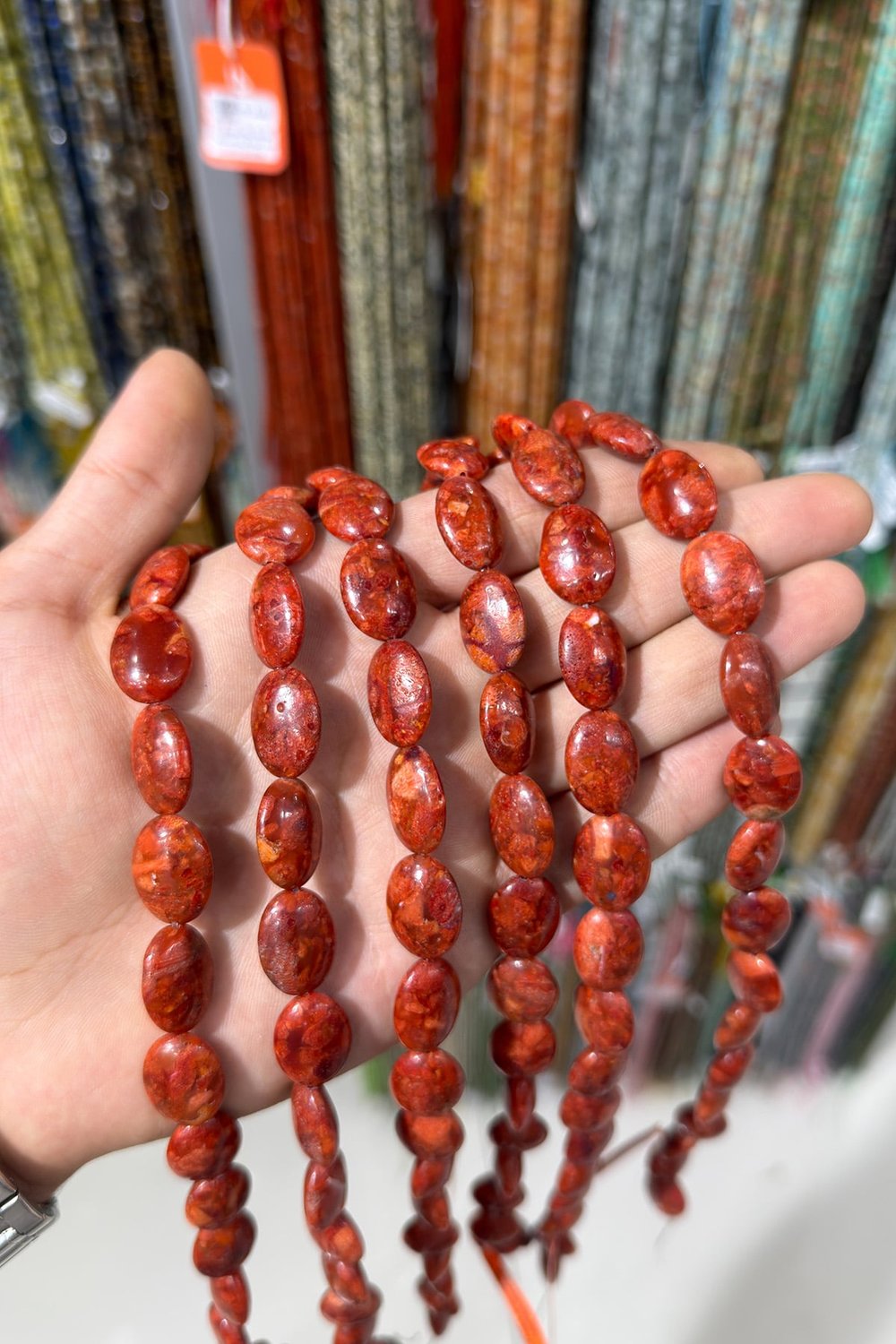 Çim Mercan Taşı Yuvarlak Kesim Parlak Kırmızı 13x18mm Doğal Taş Dizi [AA]