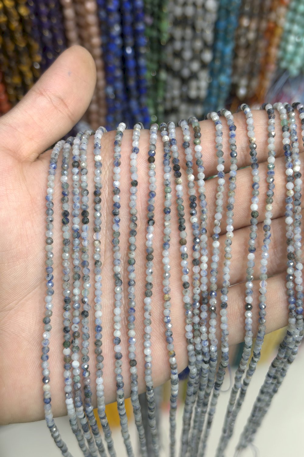Sodalit Taşı Faset Küre Kesim 2mm Doğal Taş Dizi