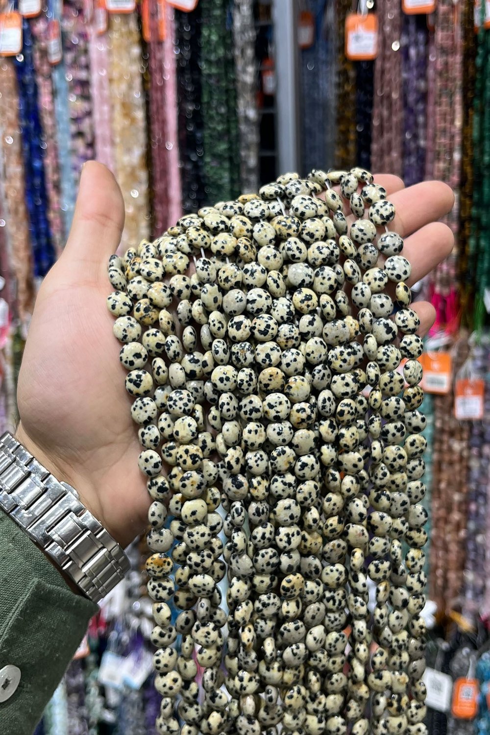 Dalmatian Jasper Natural Stone Circle Cut 10mm String Of Beads