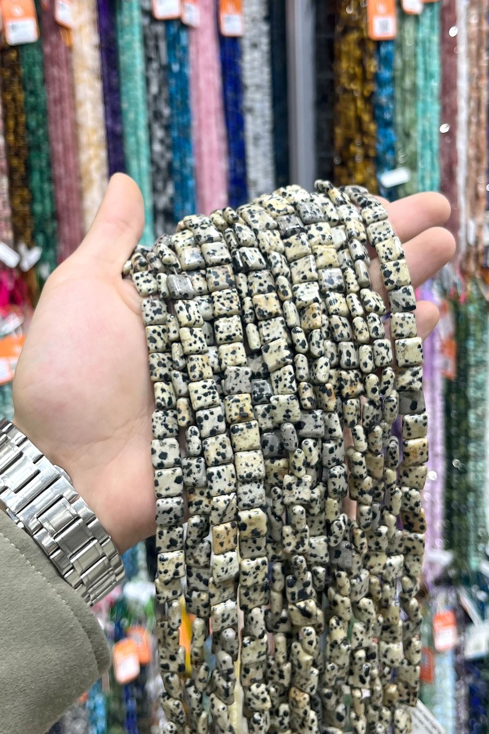 Dalmaçyalı Jasper Doğal Taş Yassı Kare Kesim 10x10mm Dizi