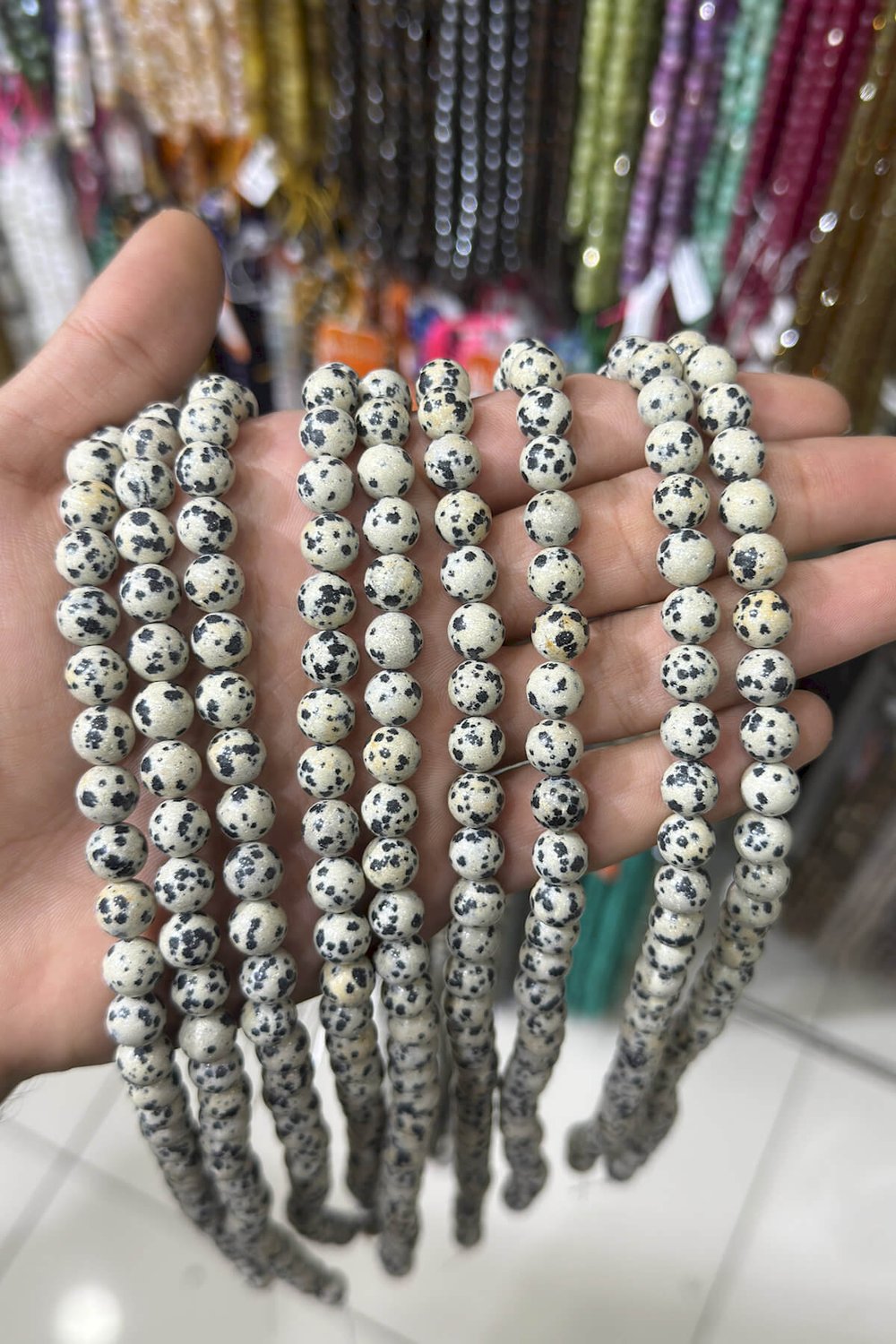 Dalmaçyalı Jasper Taşı Küre Kesim Parlak 8mm Doğal Taş Dizi [AA]