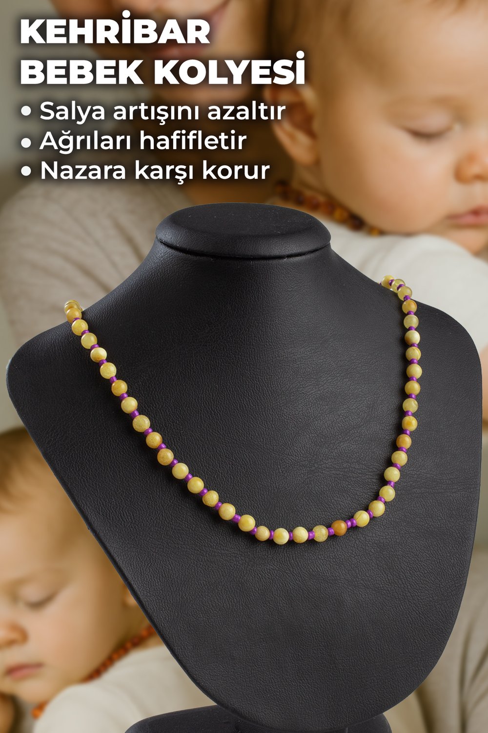 Damla Kehribar Bebek Kolyesi - Diş Kolyesi
