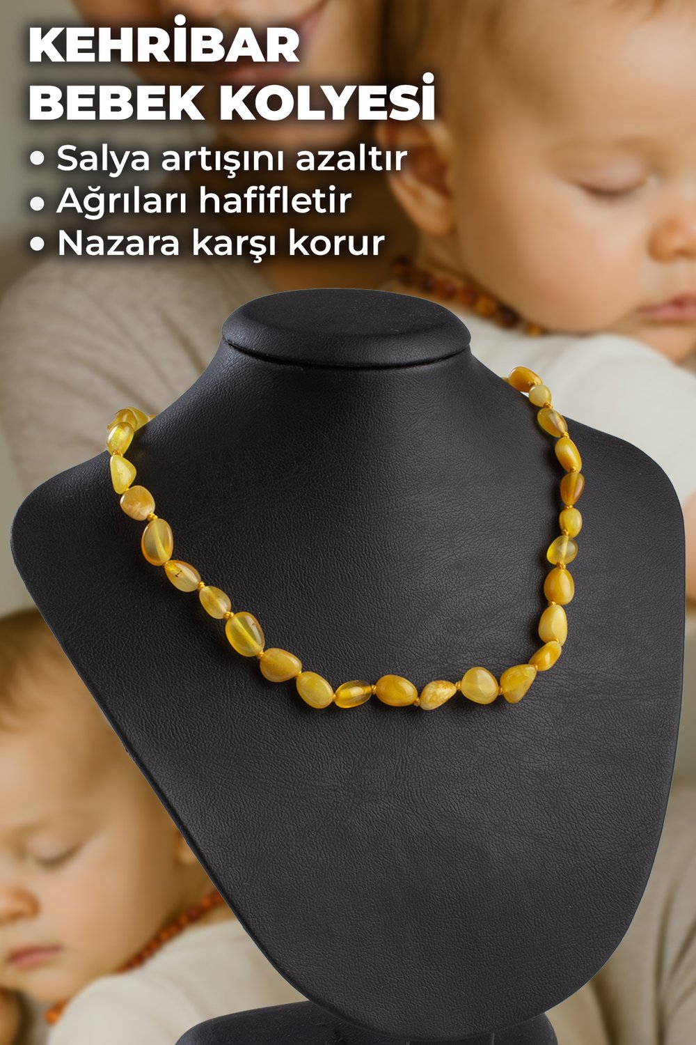 Damla Kehribar Bebek Kolyesi - Diş Kolyesi