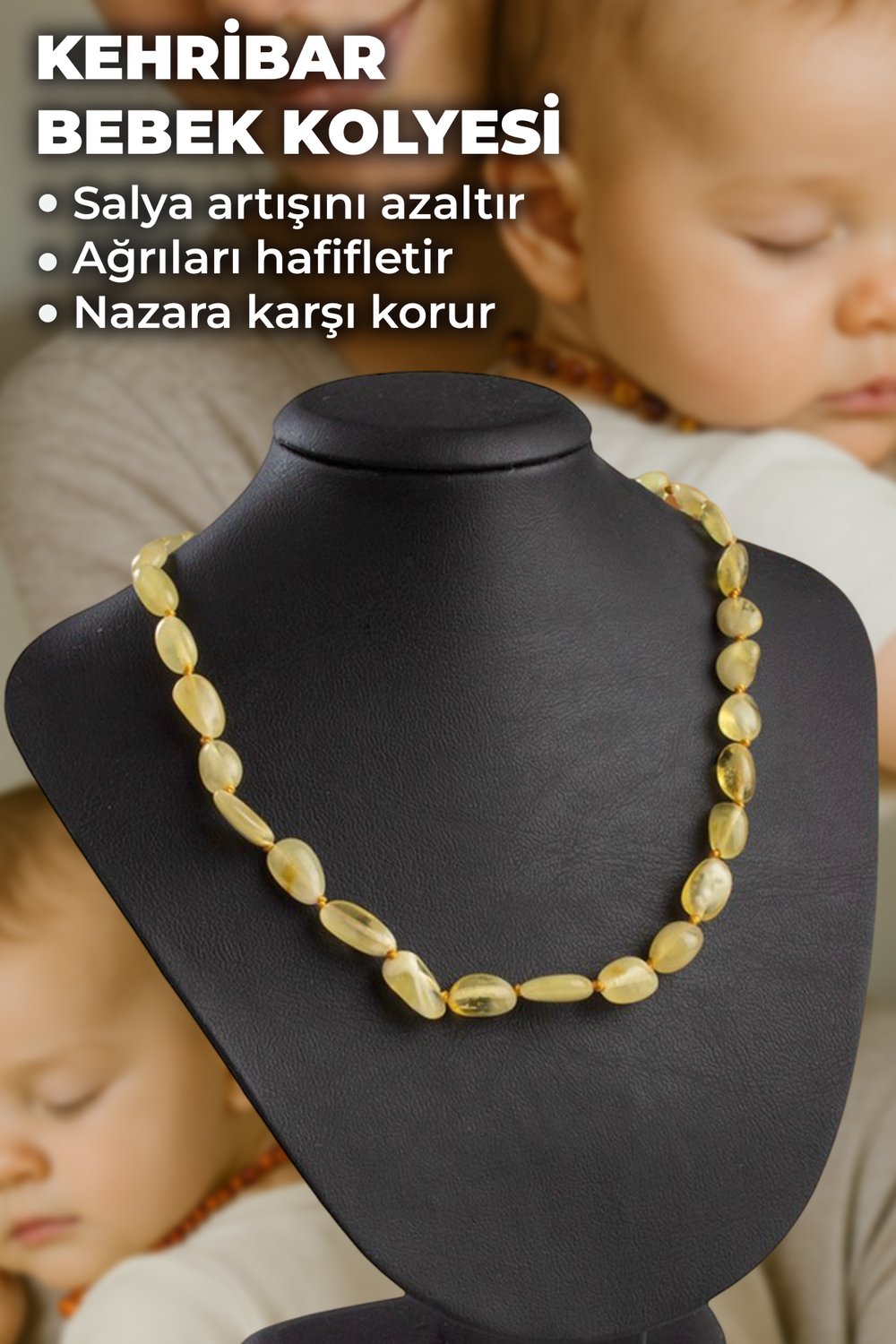 Damla Kehribar Bebek Kolyesi - Diş Kolyesi