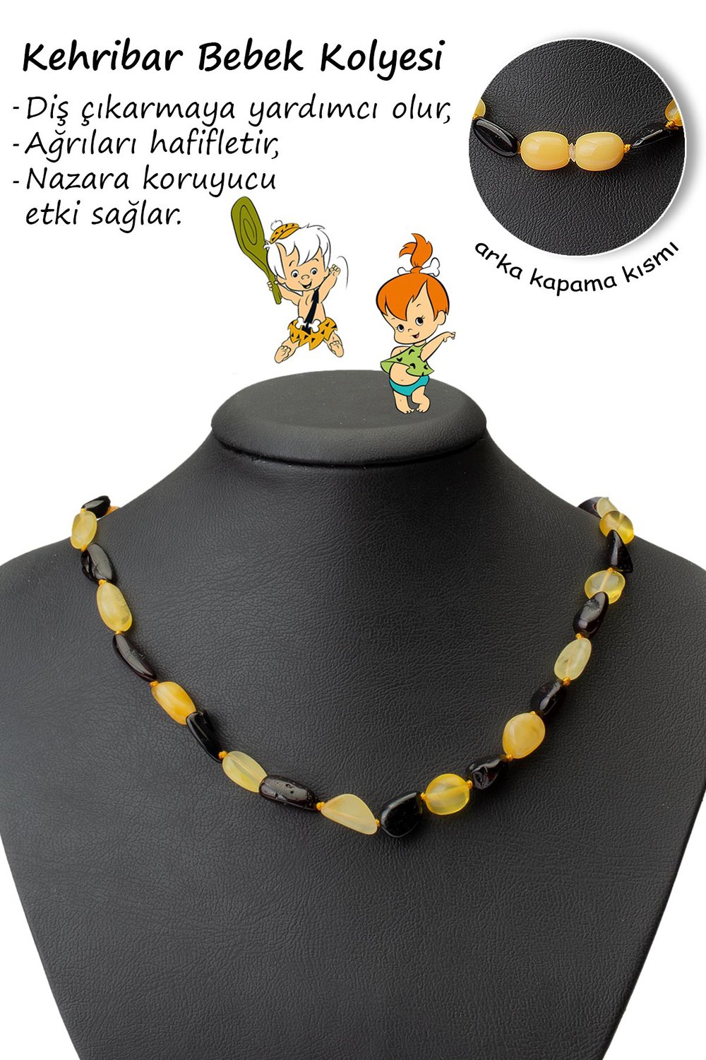 Damla Kehribar Karışık Renk Tımbıl Kesim Bebek Kolyesi 4.25-4.50gr