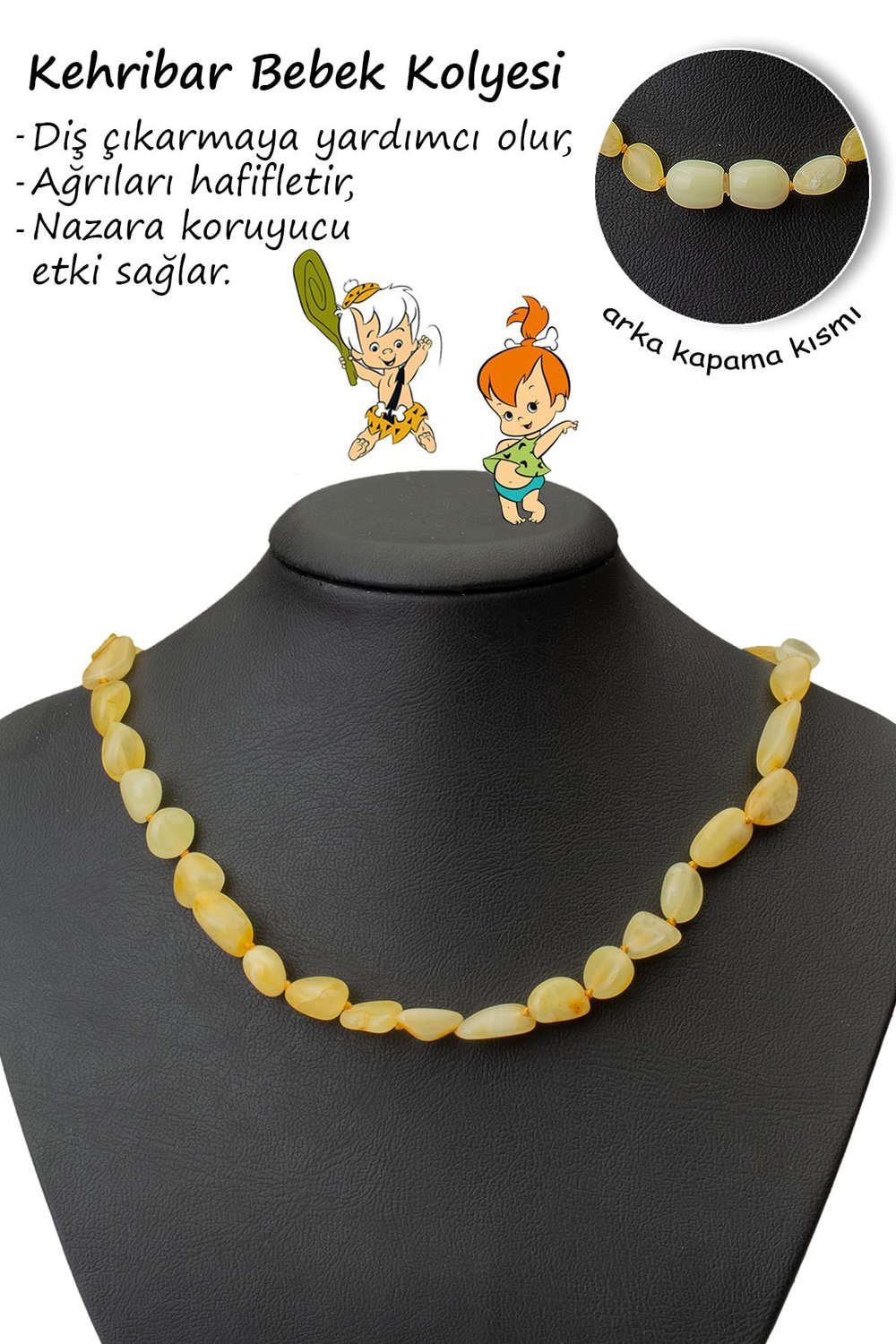 Damla Kehribar Limon Sarıısı Tımbıl Kesim Bebek Kolyesi 4.5-5gr