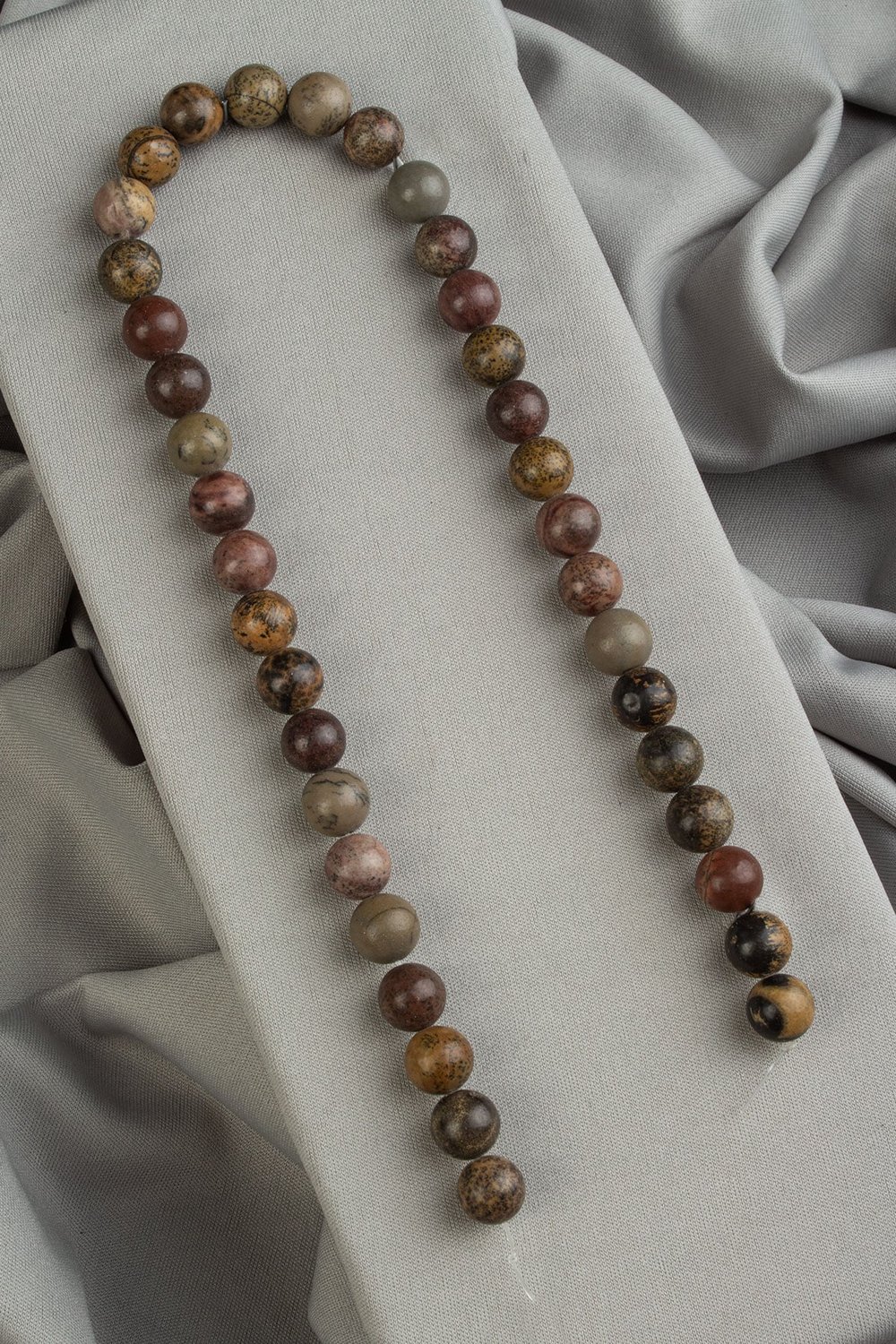 Denteretli Jasper Doğal Taş Kahverengi Küre Kesim 10mm Dizi