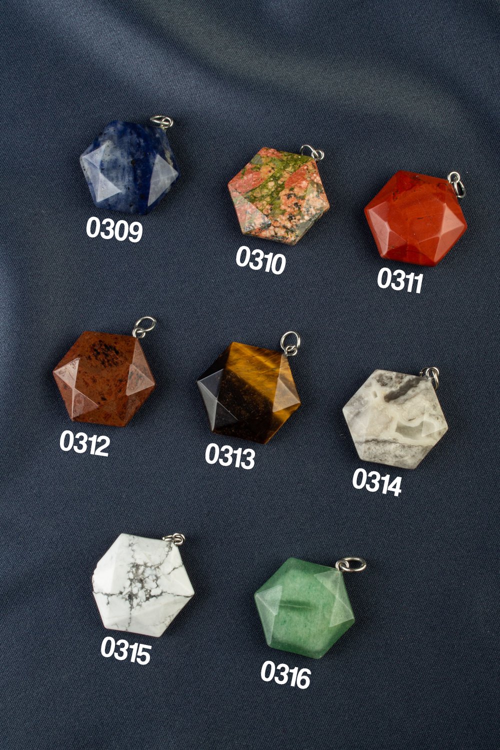 Doğal Taş Altıgen Kesim 35x28mm Kolye Ucu Modelleri