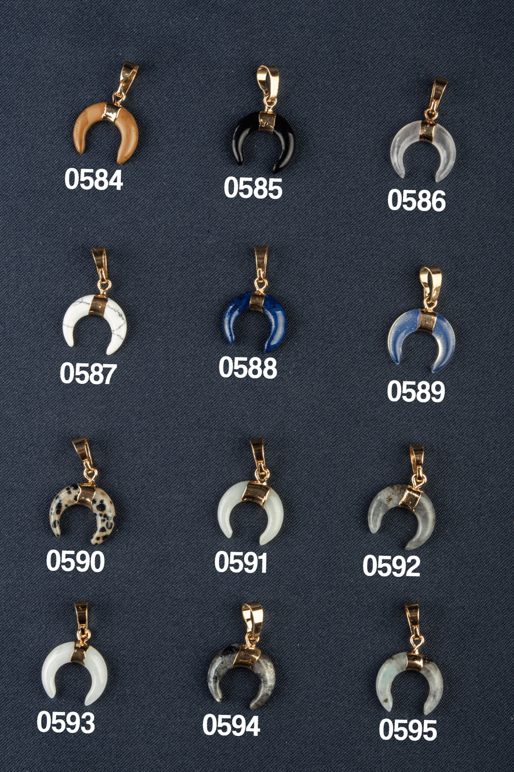 Doğal Taş Hilal Kesim 15x15mm Kolye Ucu Modelleri