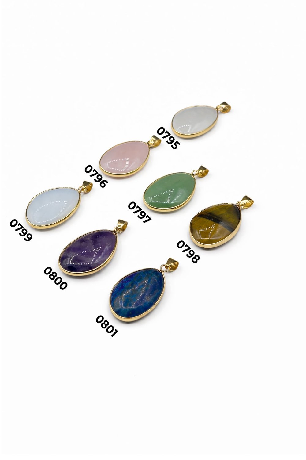 Doğal Taş Kolye Ucu Oval Kesim 30x20mm