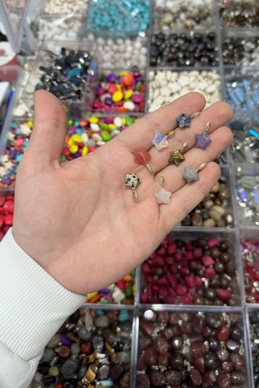 Doğal Taş Kolye Ucu Yıldız Kesim 12mm