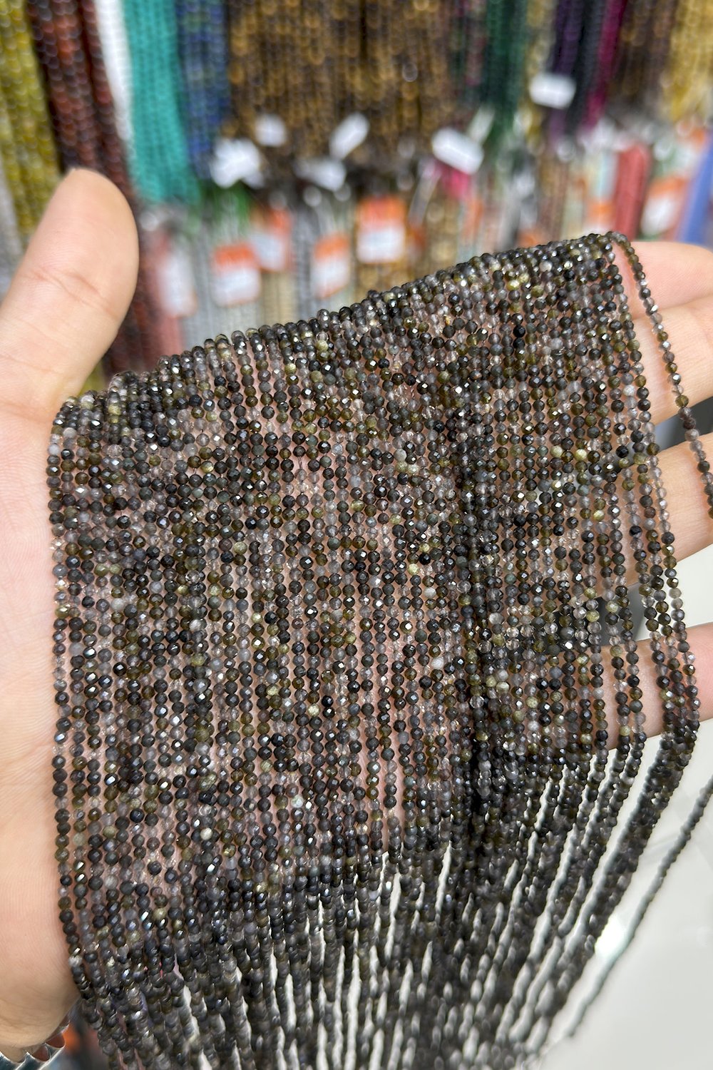 Dumanlı Kuvars Taşı Küre Faset Kesim 2mm Dizi