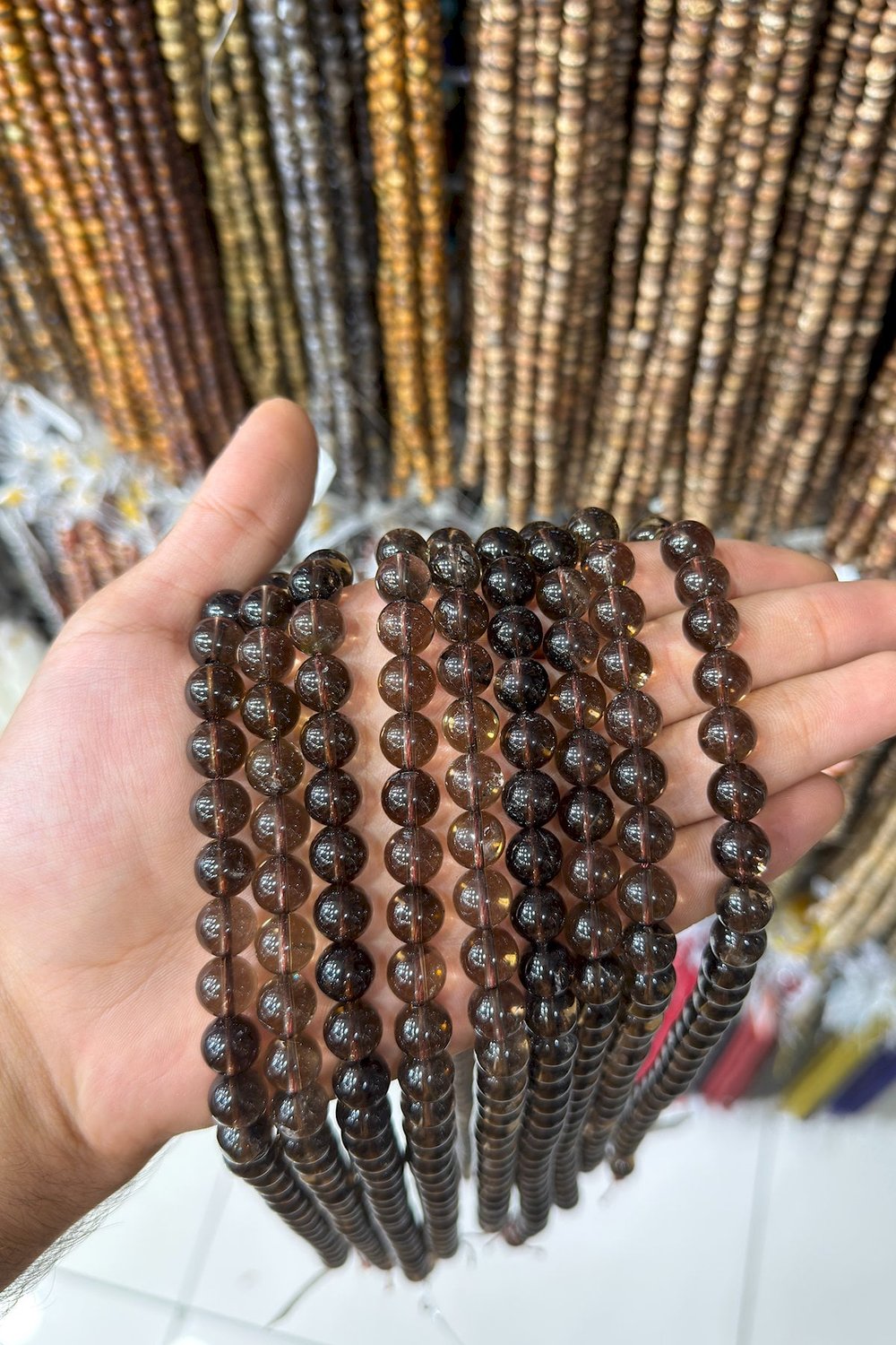 Dumanlı Kuvars Taşı Küre Kesim Parlak 10mm Doğal Taş Dizi