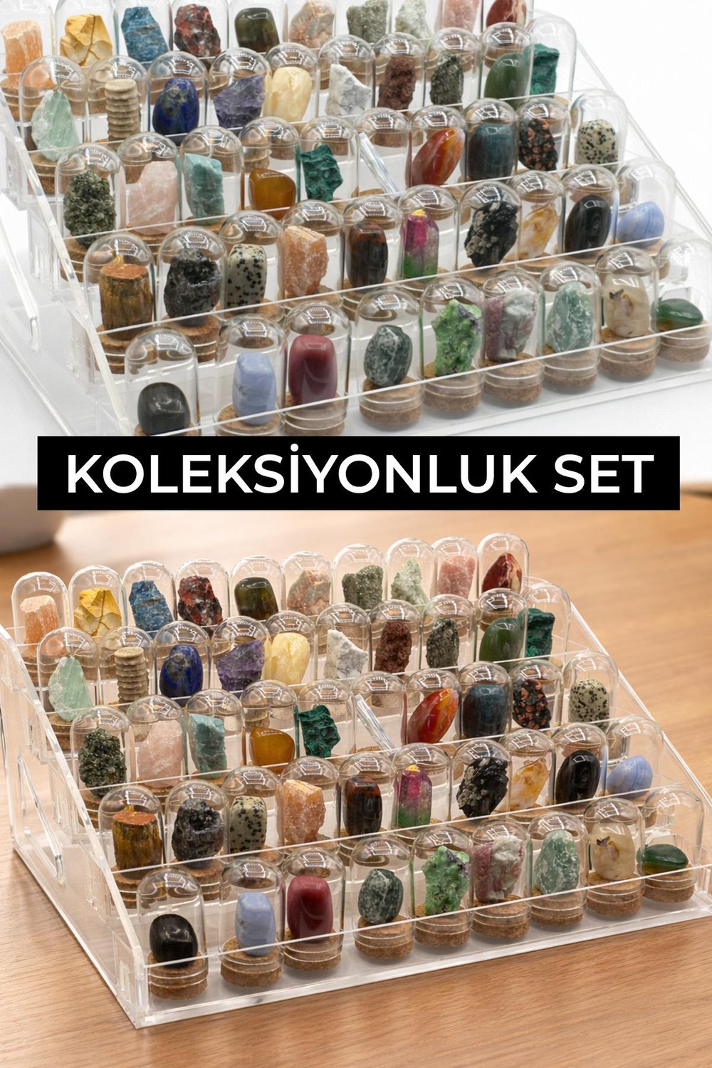 Fanus İçinde Minik Boy Doğaltaş Set 45 Adet AA