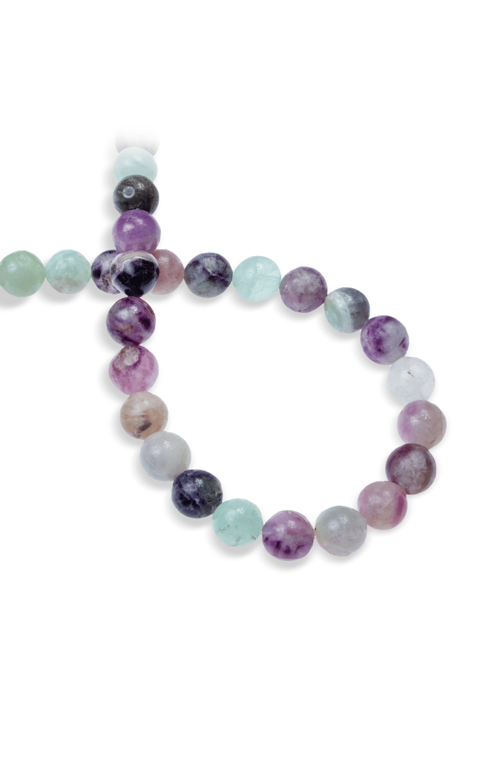 Fluorite Stone Round-Cut Shiny 12mm Bead Strand [AB+]