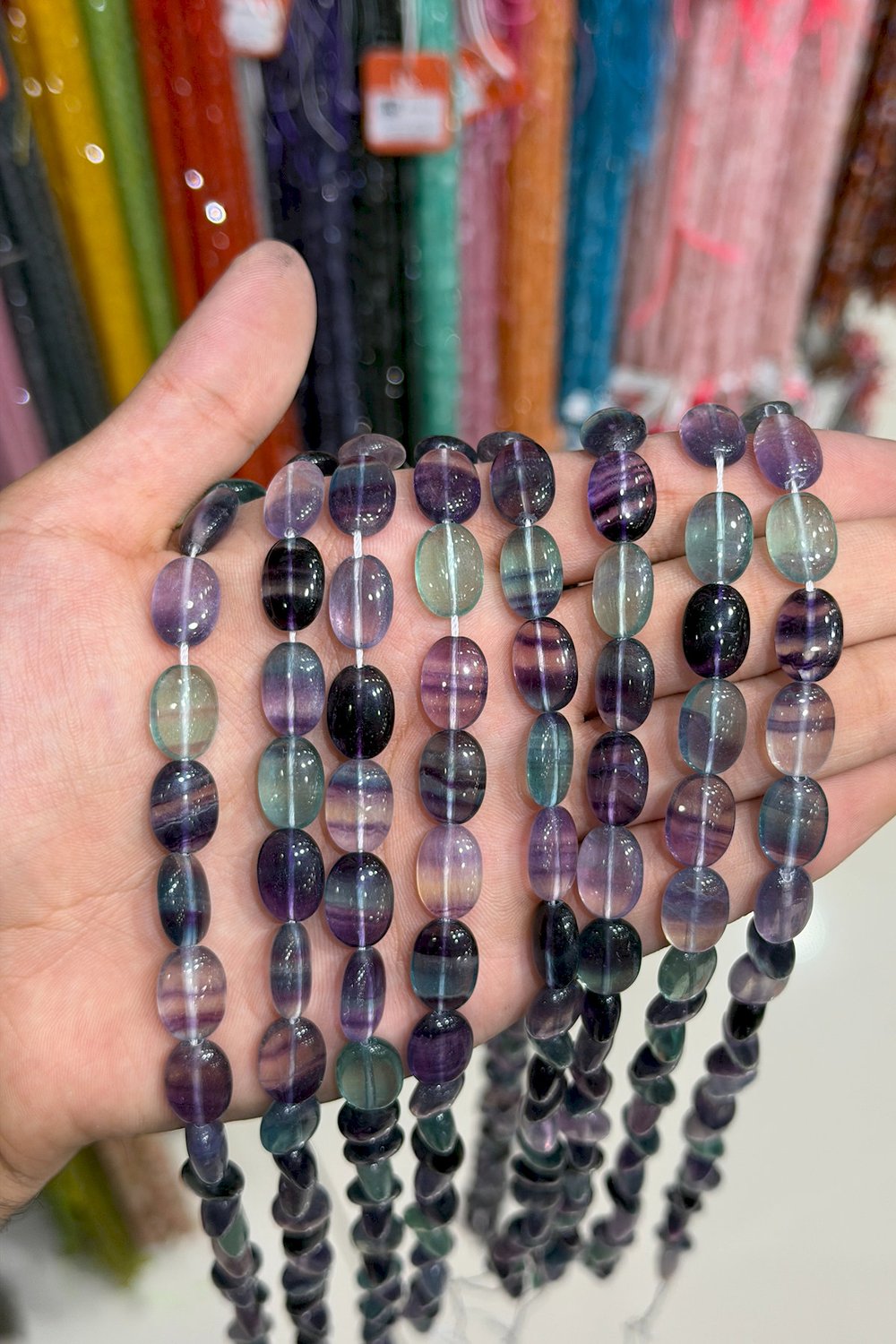 Fluorite Stone 16x8mm Bead Strand