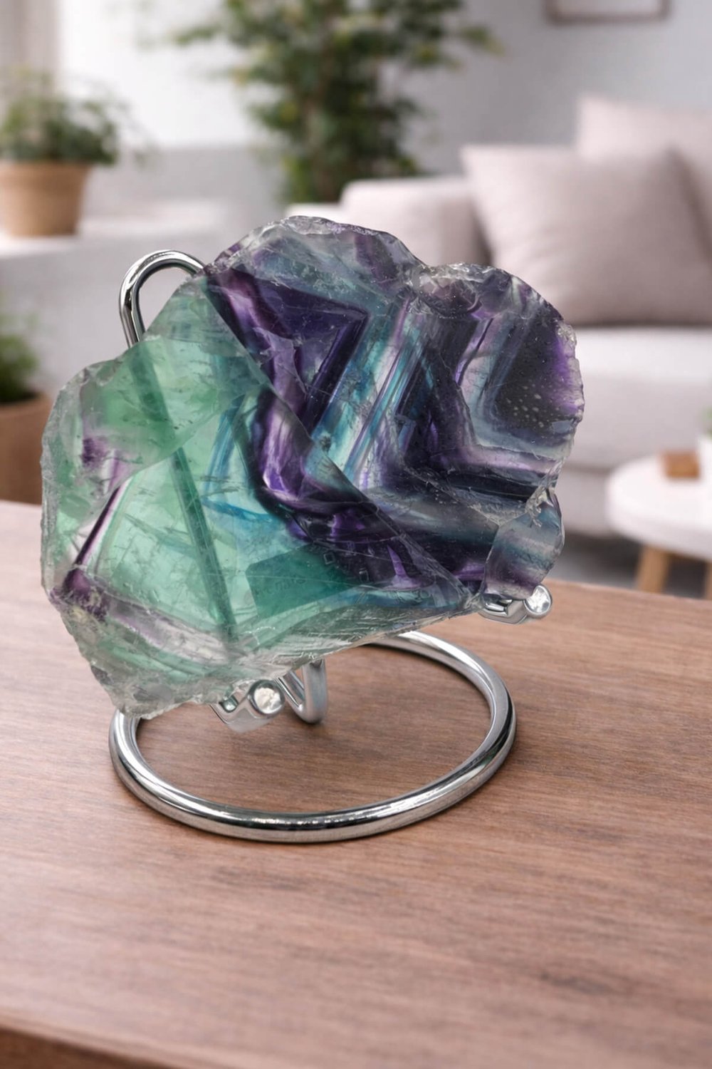 Fluorite Stone Raw Chunk 7x11 cm Decorative Object - 254 g