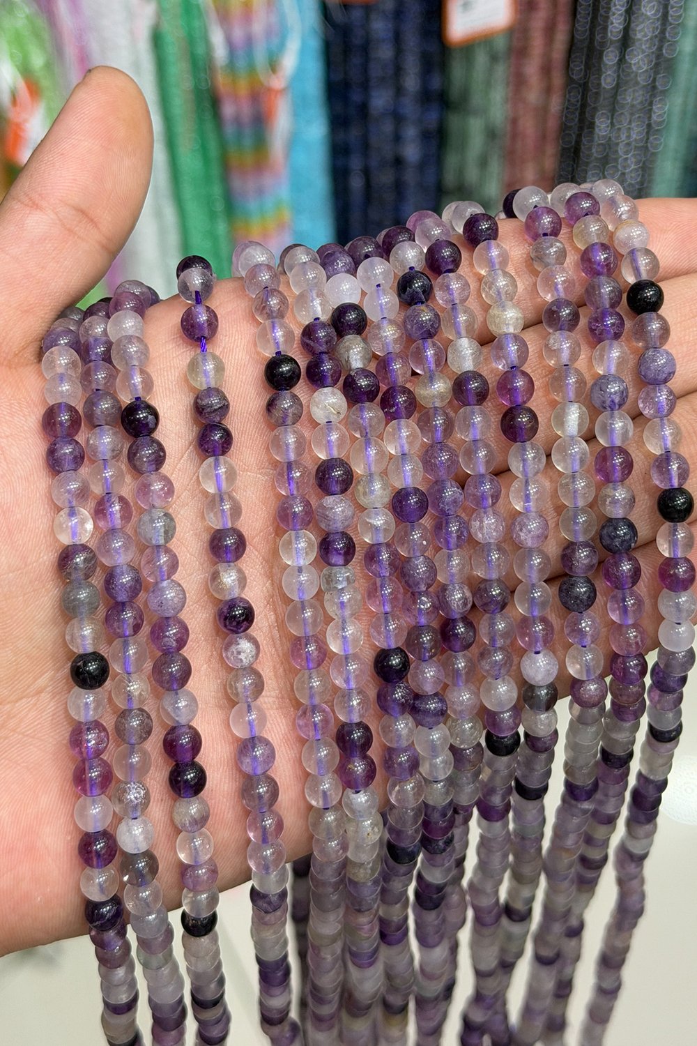 Florit Taşı Küre Kesim Parlak Mor 6mm Doğal Taş Dizi [AA]