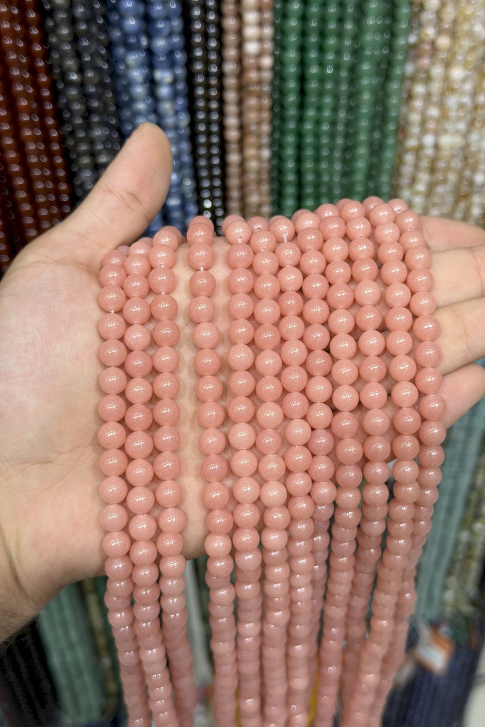 Fosforlu Küre Kesim Parlak Pembe 8mm Doğal Taş Dizi