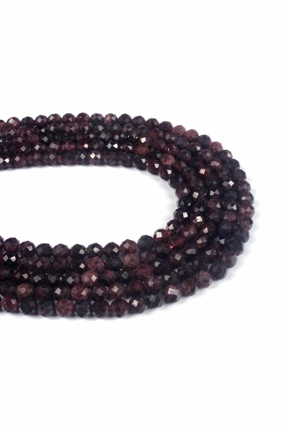 Garnet Natural Stone Globe Crystal Cut 5mm String Of Beads
