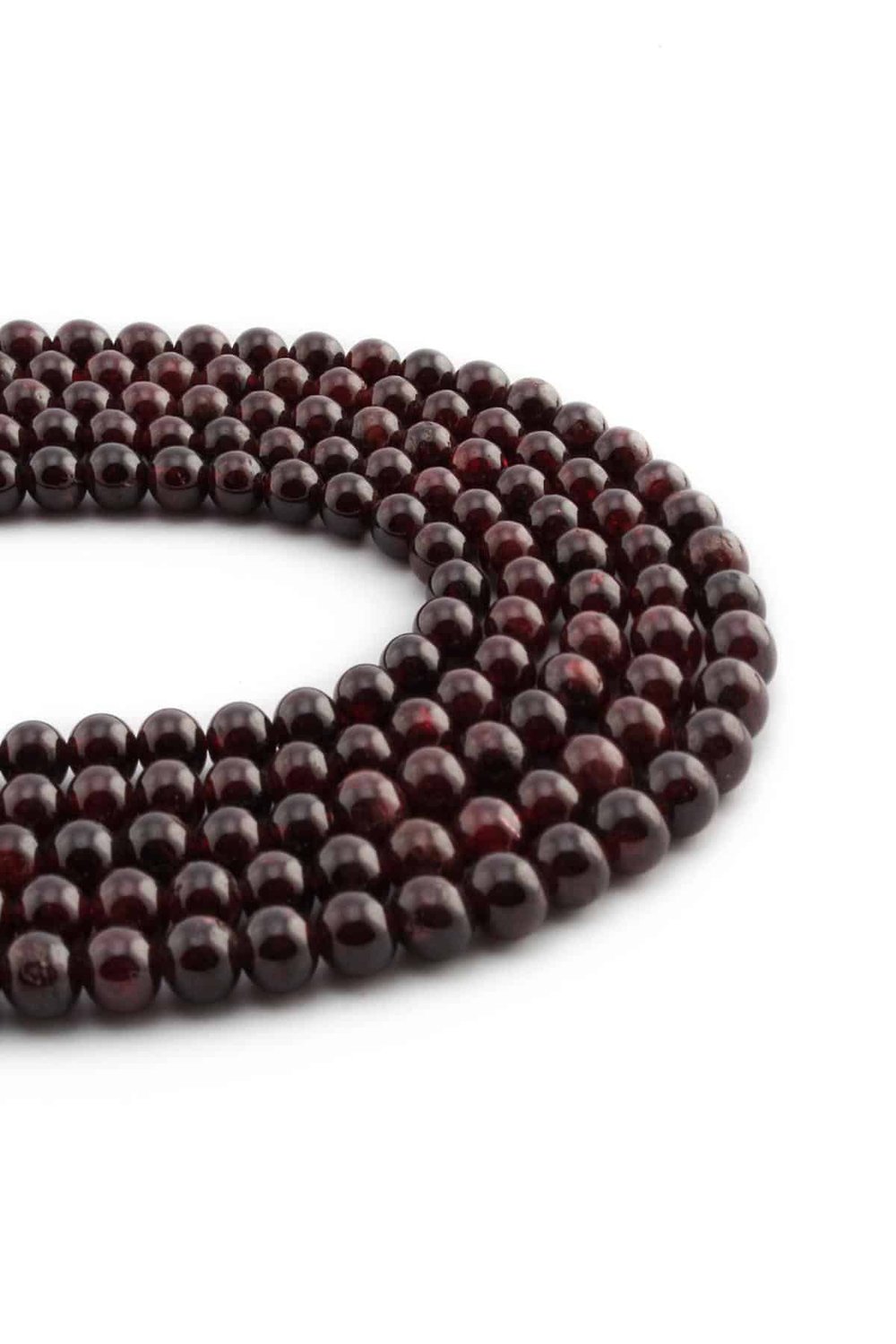 Garnet Natural Stone Shiny Globe Cut 6mm String Of Beads