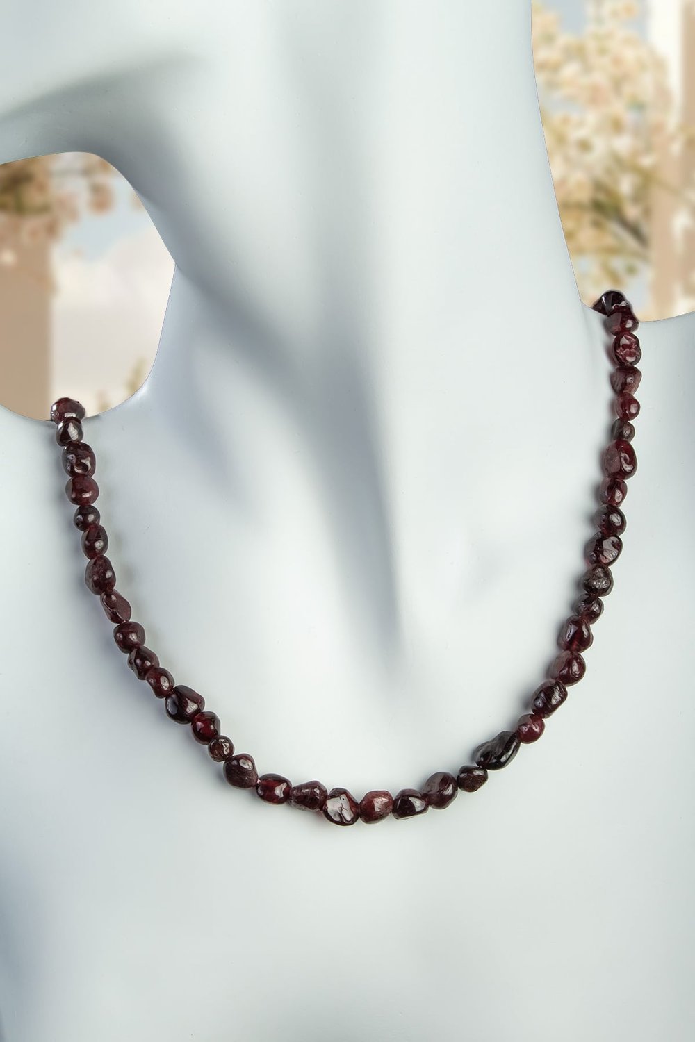 Garnet Doğal Taş Tımbıl Kesim 6x8mm Kolye