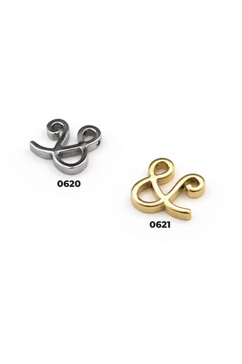 Gold - Gümüş Ampersand Kesim Çelik Kolye Ucu