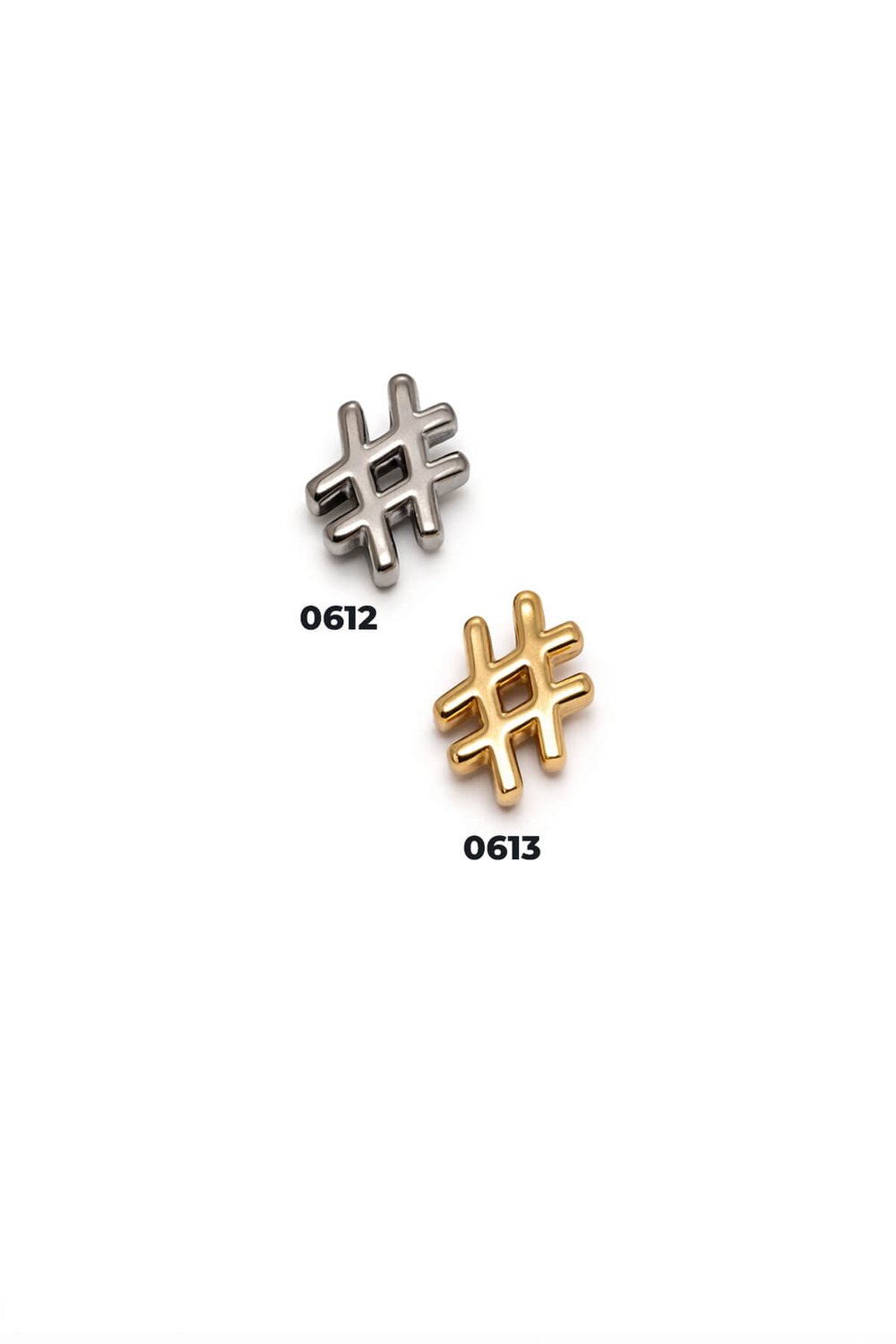 Gold - Gümüş Hashtag Kesim Çelik Kolye Ucu